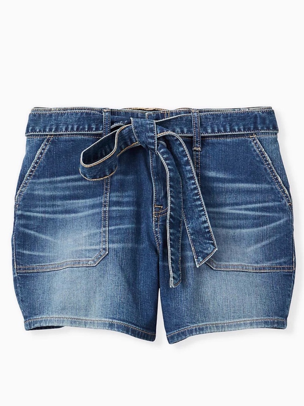 Torrid High-Rise Tie-Belt Denim Shorts Medium Wash Plus Size 16